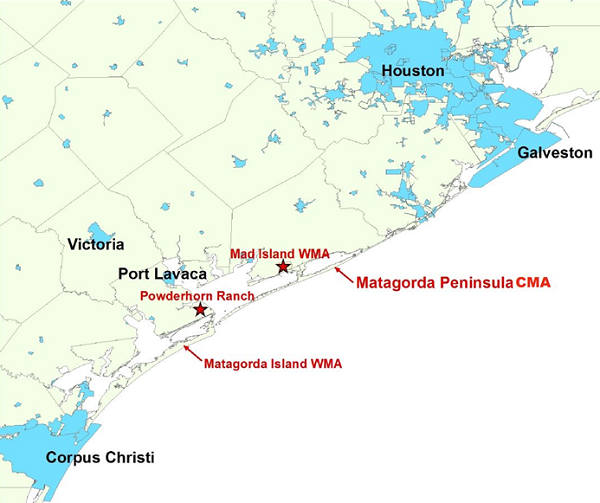 Vicinity Map for Matagorda Peninsula Coastal Management Area