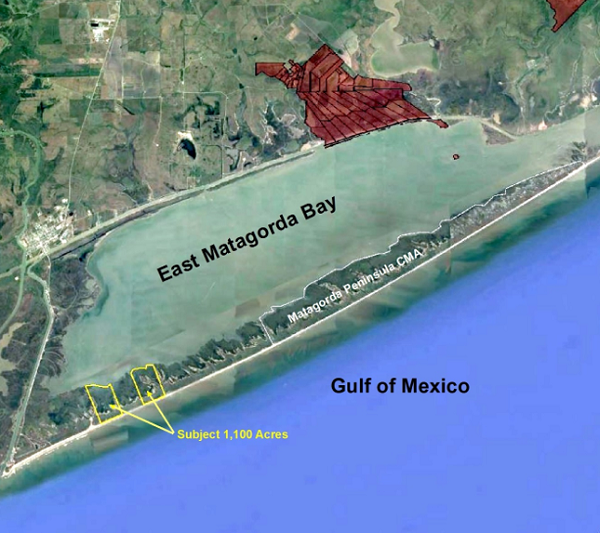 Site Map Showing Location of Matagorda Peninsula Coastal Management Area