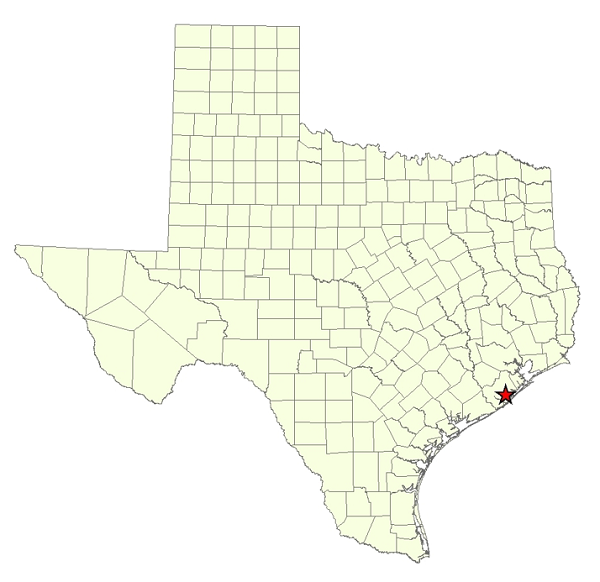 Location Map for Justin Hurst Wildlife Management Area in Brazoria County