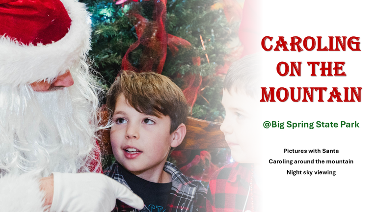 Santa is sitting on a bench with two young boys reminding them of their promises to be good for the holidays