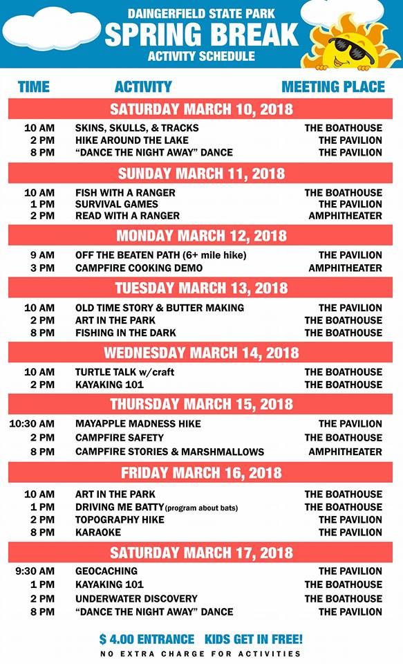 daingerfield spring break 18 schedule