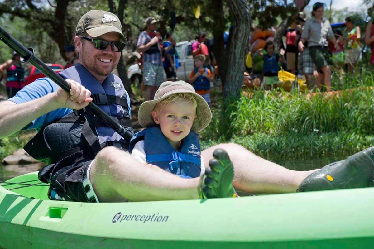 Father and Child Kayakers