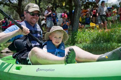 Father and Child Kayakers