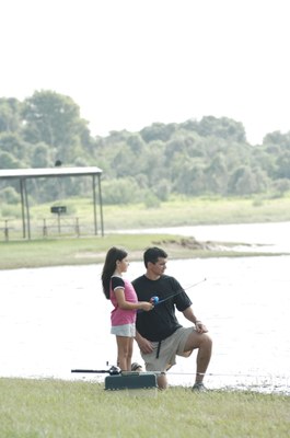 Fathy and Daughter fishing on Lake Somerville