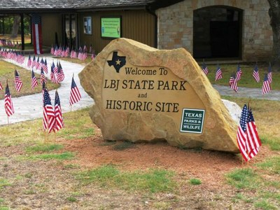 LBJ State Park Rock and Flags