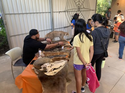 Guests learning about native animals that live in Sheldon Lake State Park