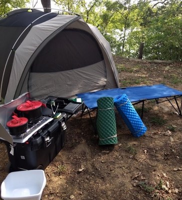 A 6 Person Tent, Propane Stove and Fuel, 2 Cooking Pots, 1 Frying Pan, 2 Cots, Tongs, Cooking Spoons, Spatula, 1 Foam Pad per Youth, Wash Basins, Broom, Dust Pan, Mallet, and Coffee Press (on request)