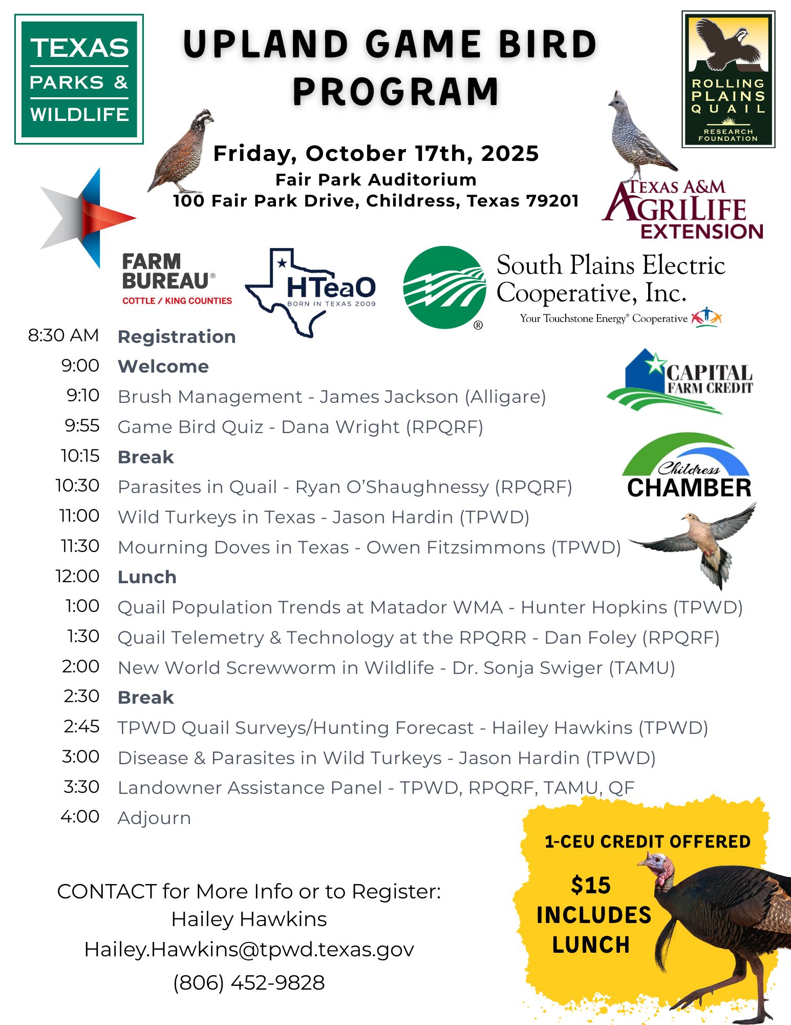 Upland Game Bird Workshop 2025 Upland Game Bird Workshop 2025