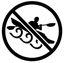 crossed out white water raft icon
