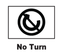 crossed out semicircular arrow/no turn icon