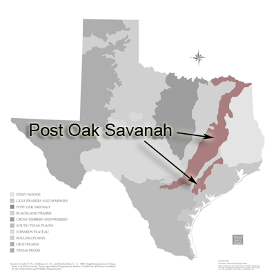 Map of Post Oak Savanah region