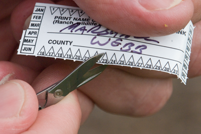 Cutting a tag on a Black Powder license