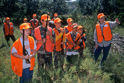 Youth hunters with adult guide