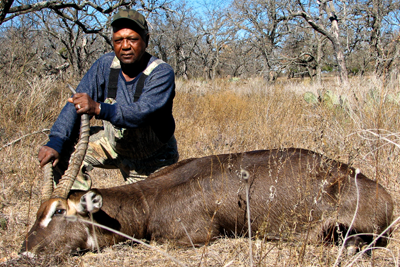 Hunter with exotic harvest