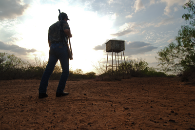 Hunter approaching hunting blind