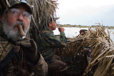 hunters in duck blind