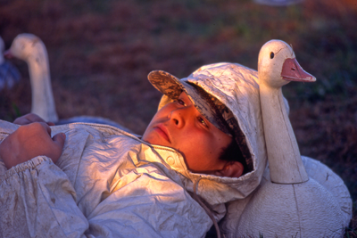 Youth decoy goose hunter