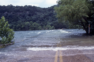 Water flooding road