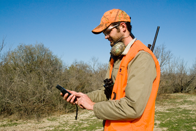 Hunter using a GPS