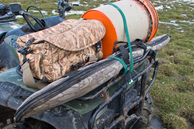 secured firearm on ATV