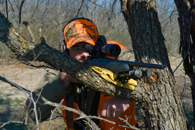 shooter using a tree rest