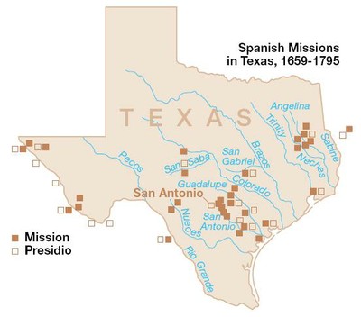 Map of Spanish Missions