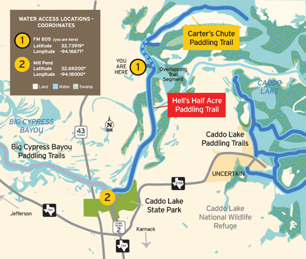 Caddo Lake State Park Map Tpwd: Carter's Chute Paddling Trail | | Texas Paddling Trails