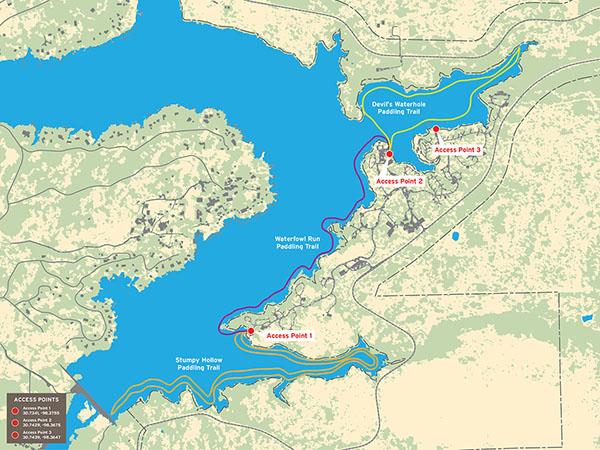 Area Map of Inks Lake Paddling Trails