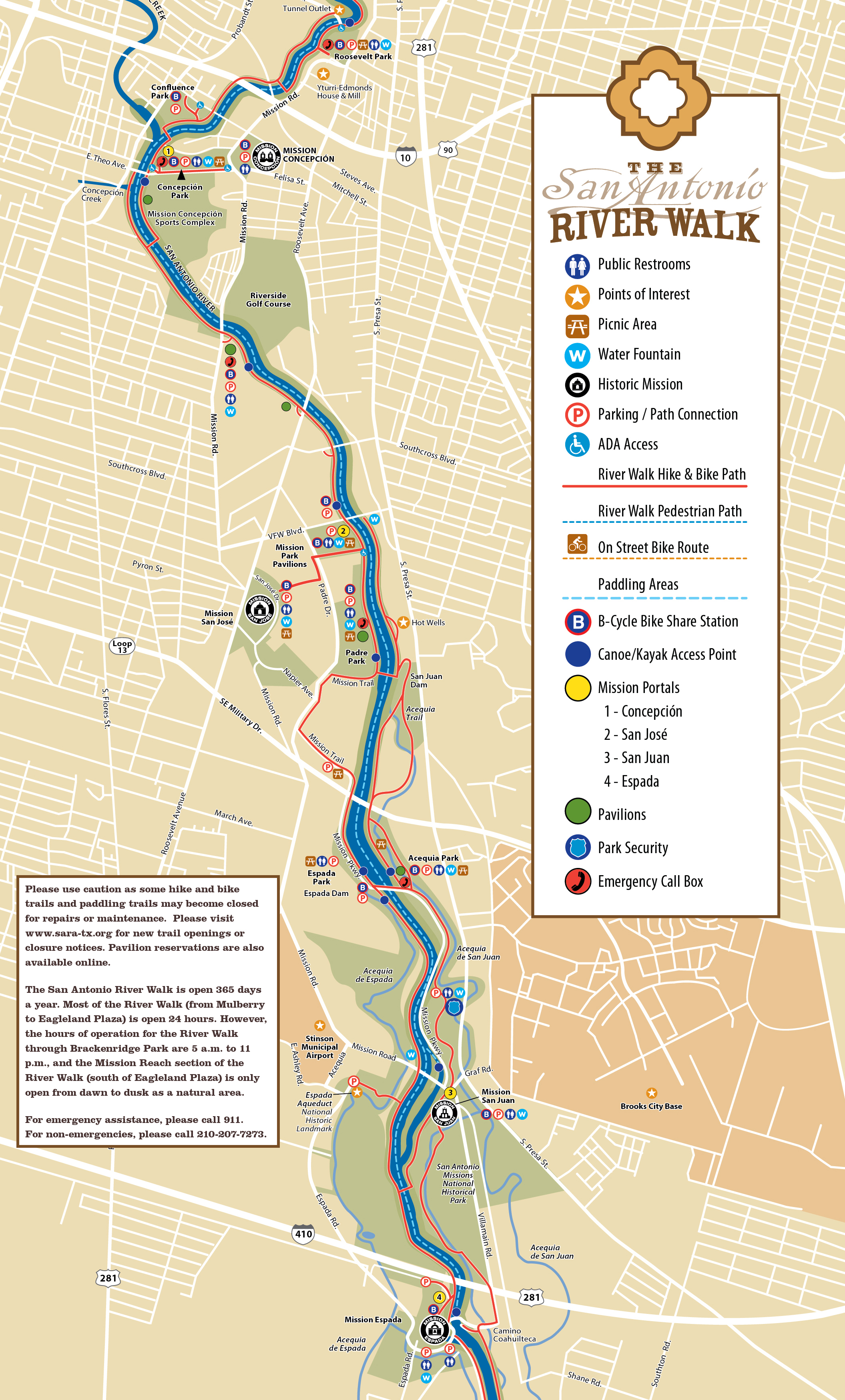 San Antonio Bike Trails Map TPWD: Mission Reach Paddling Trail | | Texas Paddling Trails