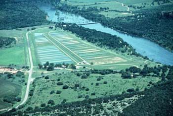 aerial photo of hatchery ponds