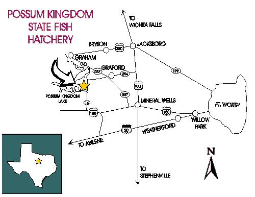 Map to Possum Kingdom hatchery