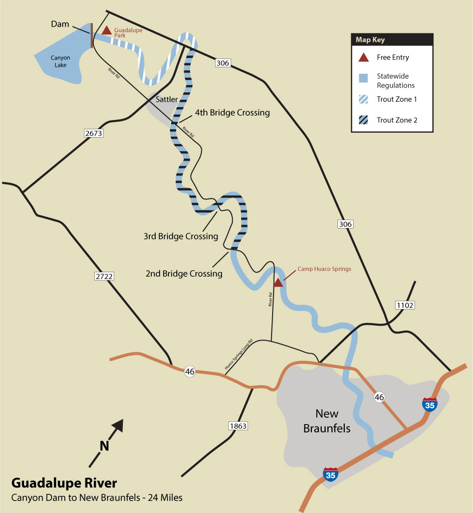 guadalupe river tubing map Guadalupe River Trout Fishing Neighborhood Fishin Tpwd