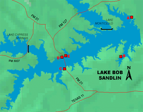 Lake Bob Sandlin Fishing Map Access To Lake Bob Sandlin