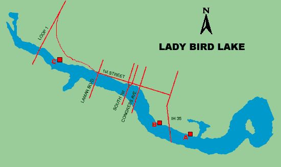 Clickable map of Lady Bird Lake