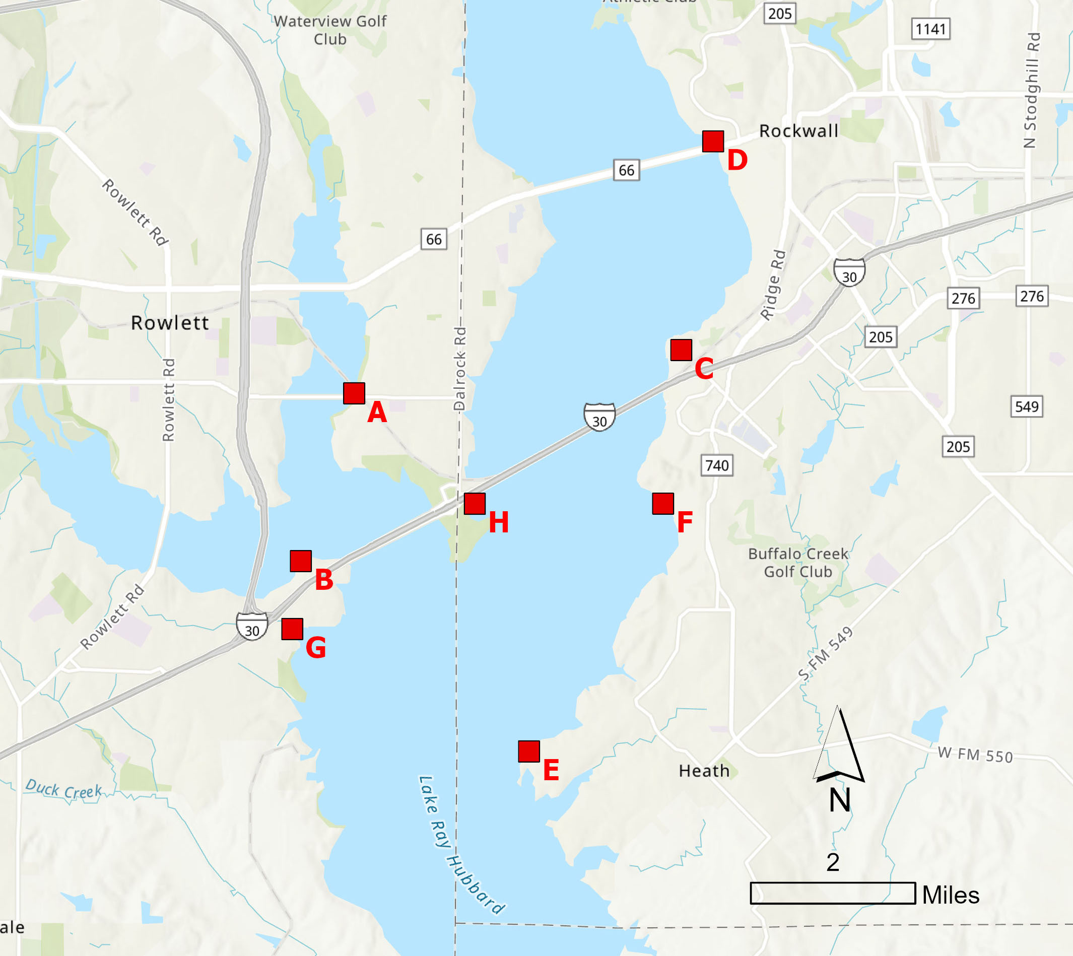 map of lake access ramps