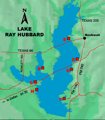 Lake Ray Hubbard Fishing Map Access To Lake Ray Hubbard