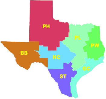 Clickable Map of Texas Lakes Regions