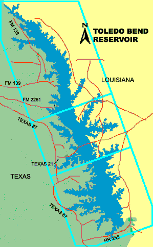 Outline of lake, divided into regions linked to detail pages