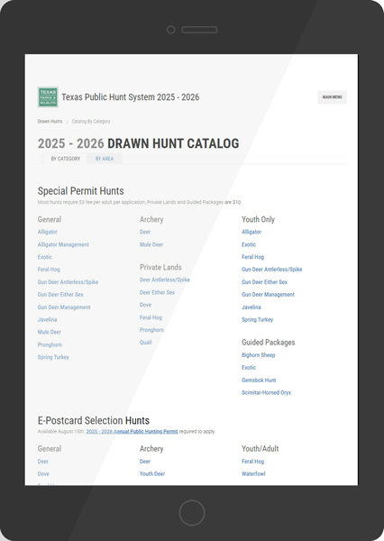 Public Hunt System on Tablet