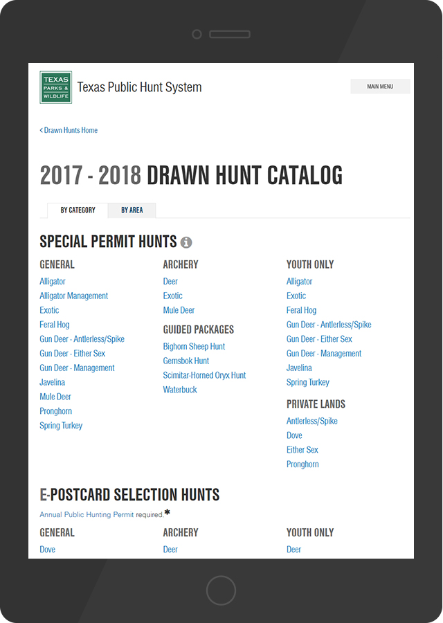 Drawn Hunts Texas Parks & Wildlife Department
