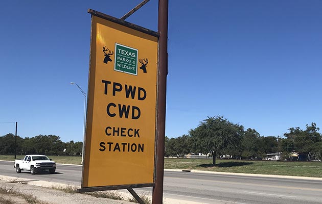 TPWD check station sign