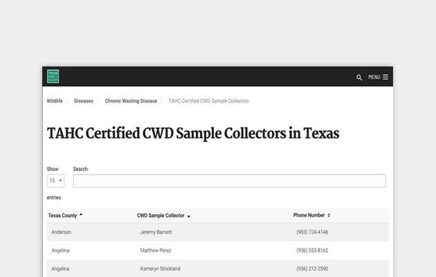 Find a Certified CWD Collector page