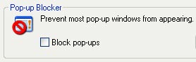 pop up blocker dialog box to show what option to uncheck