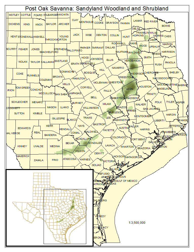 Post Oak Savanna: Sandylands Woodland And Shrubland