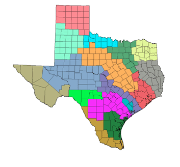 Texas 16 Regional Water Planning Areas Map
