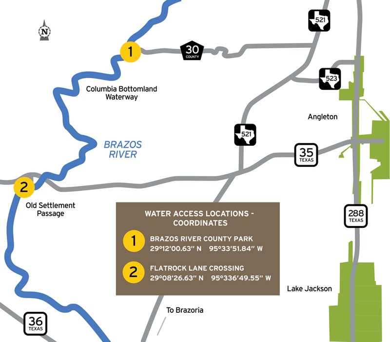 Stephen F. Austin Paddling Trail - Columbia Bottomland Waterway Map