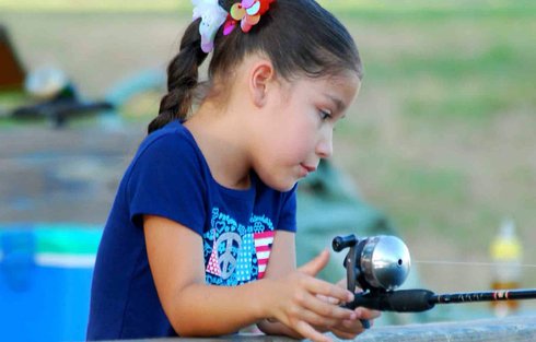 Youth female fishing