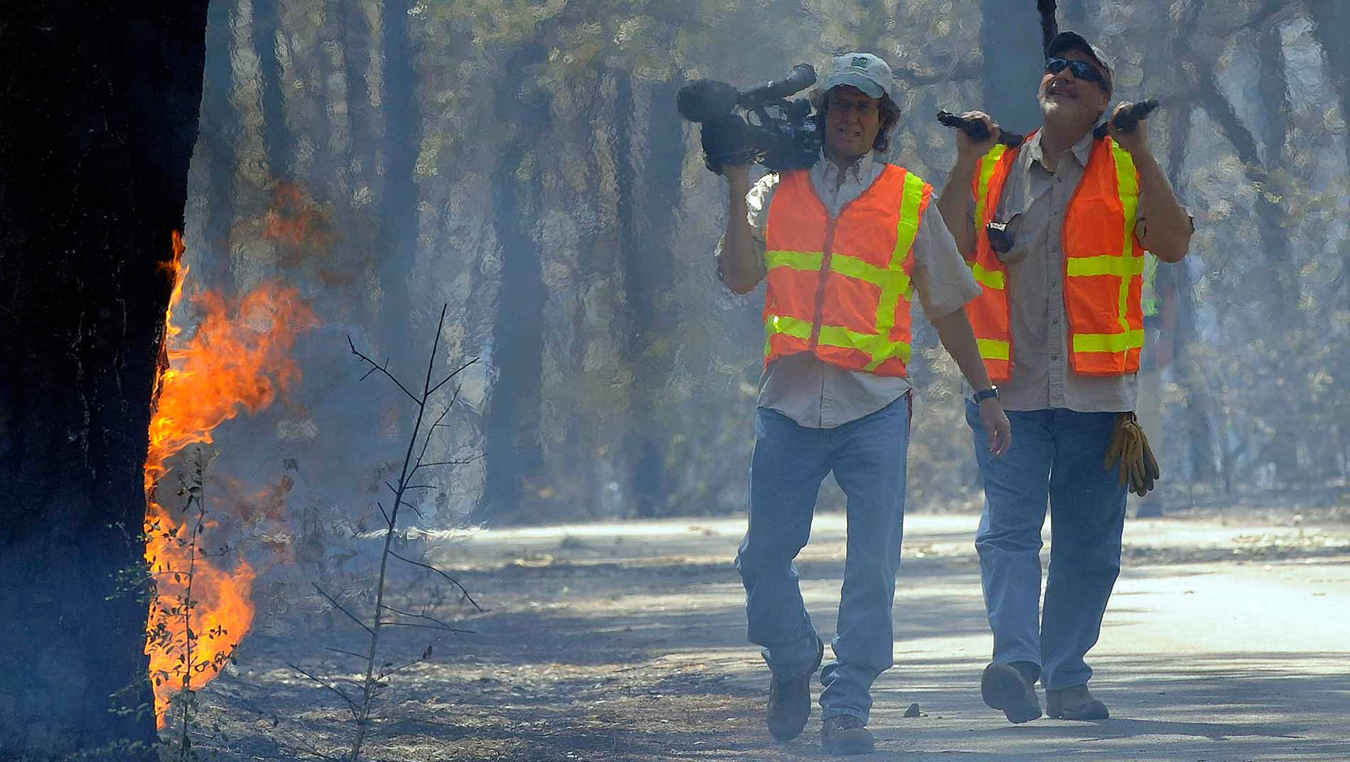 Producers Don Cash and Mark Thurman cover the Bastrop State Park fire.