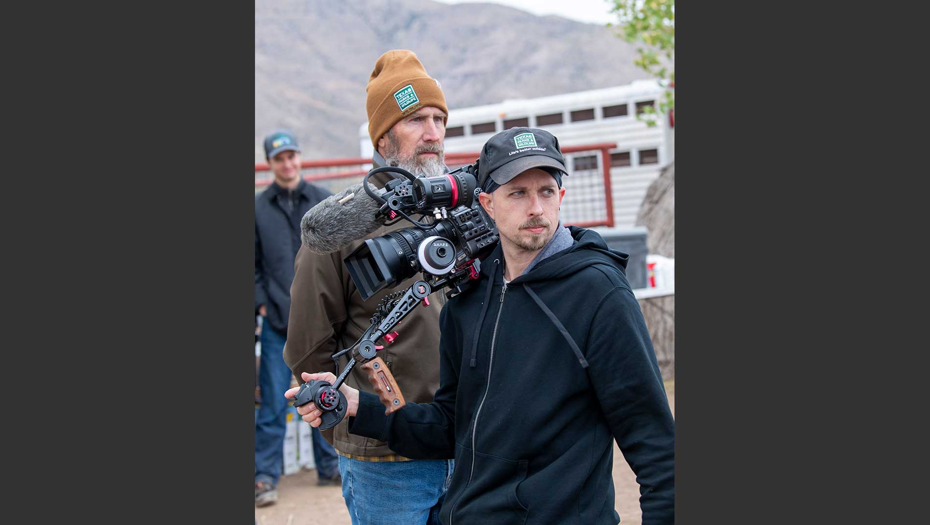 Garrett Graham documenting bighorn translocation at Elephant Mountain WMA.