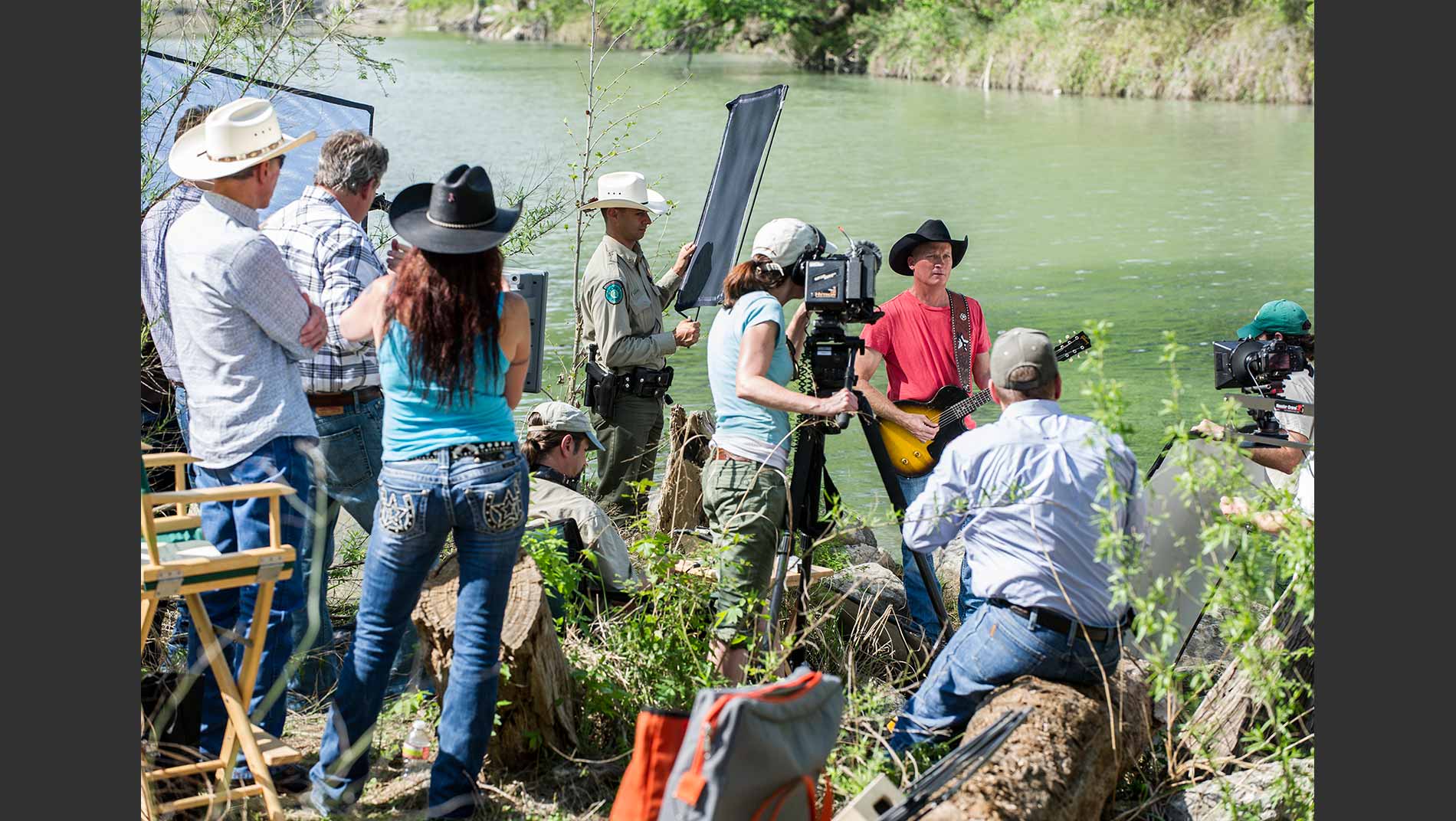 It took a pretty big crew to shoot a public service announcement with musician Kevin Fowler.